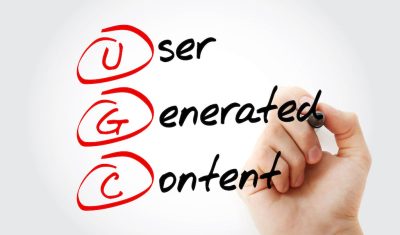 UGC - User Generated Content acronym, concept background